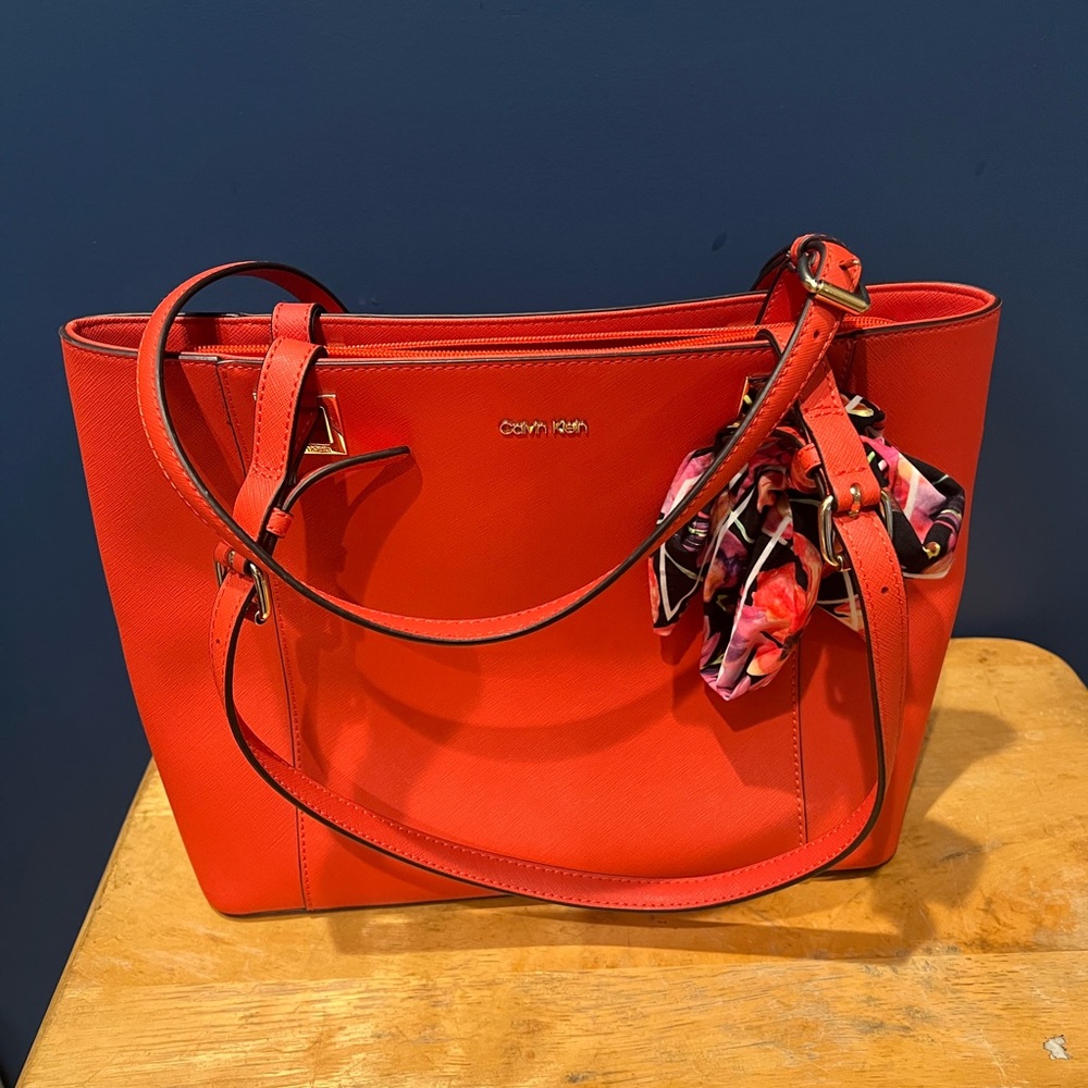 Calvin Klein Vibrant Pumpkin Orange Tote Bag